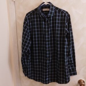 Size XL Marc New York Andrew Marc Long Sleeve Button up Black Blue Plaid